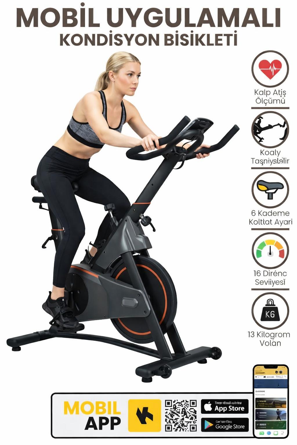 ChatGPT Image 18 Şub 2026 15_10_09 FASTGO LED Ekranlı Manyetik Kondisyon Spin Bisikleti - Görsel 1