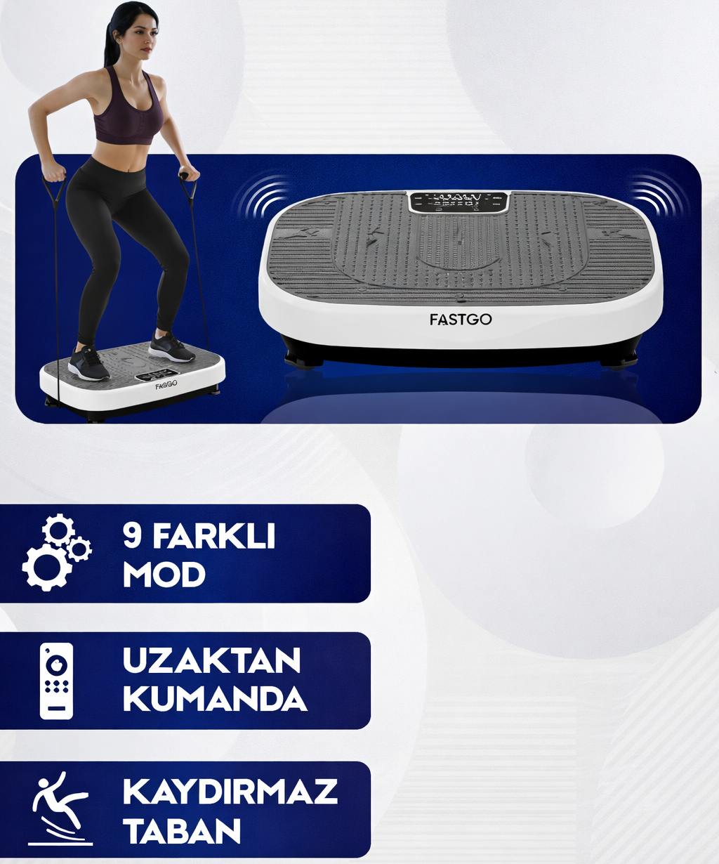 Titreşimli egzersiz platformu tanıtımı FASTGO Titreşimli Egzersiz Aleti 199 Seviyeli 9 Mod Seçeneği - Görsel 1